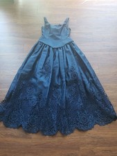 Rose Taft Blue Formal Embroidered Floral Lace Wedding Prom Dress Romantic
