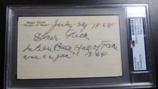 Elmer Flick signed Index Card PSA Certified