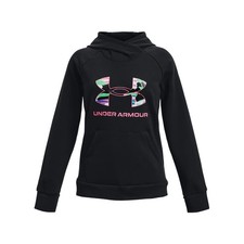 Under Armour Girls Rival Fleece Big Logo Hoodie, 001 Black / Pink Camo Small
