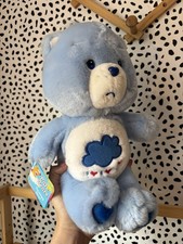 Vintage 2002 Care Bears Grumpy Bear 12" Blue Rain Cloud Plush With Tag Clean