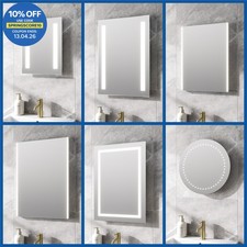 Bathroom Mirror LED Illuminated Modern Rectangular Wall Mounted Battery Powered