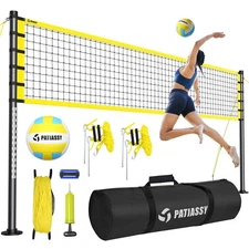 Outdoor Portable Volleyball Net Set System - Quick & Easy Setup Adjustable He...