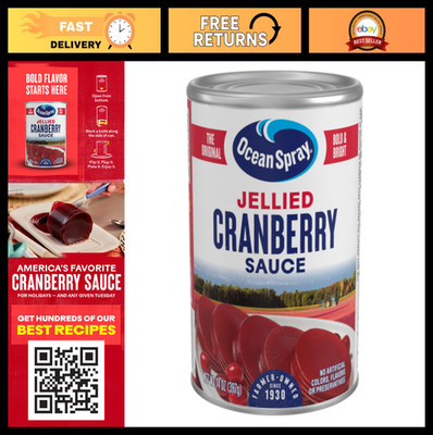 Jellied Cranberry Sauce - Canned Side Dish, 14 Oz Can, Pack of 24, Holiday Essen