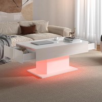 High Gloss LED Coffee Table Cocktail Center Table Modern Living Room Rectangle