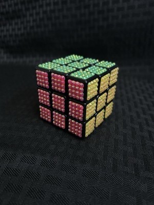 Bedazzled Rubix Cube Toy Trippy Decor Stress Relief Toy, Rave Trinket
