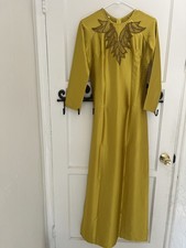 Yellow Green Valentino Ao Dai Vietnamese Traditional Dress M