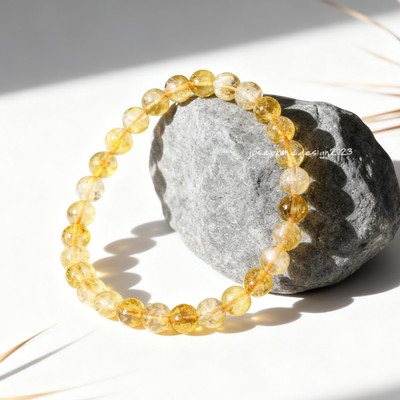 Natural Citrine Stone Bracelet 6mm Gemstone Healing Reiki Stretch Bracelet Gift