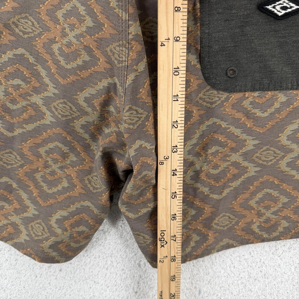 Rip Curl Laydays Boardshorts Mens 34 Brown Green Pattern Swim Drawstring Pocket - Image 4 of 4