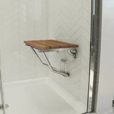 Dreamline Wood Folding Shower Seat 12" x 15" Natural Teak in Chrome SHST-01-TK