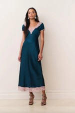 LoveShackFancy Taylis Satin Lace Maxi Dress