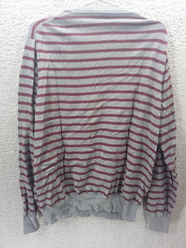 J.Crew Men's Striped Cashmere Blend Striped Sweater Gray/Burgundy sz XL - Picture 6 of 6