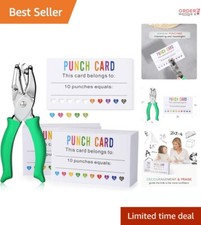 200 Pack Punch Cards PVC 3.5"x2" Heart Hole Puncher Reward System for Kids