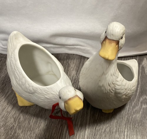 Zwei Gans/Ente Pflanzgefäße Porzellan Made in Mexico #64029