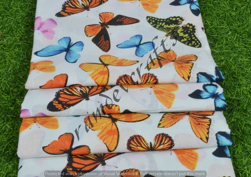 Indischer Handblock Blumendruck Baumwolle läuft locker Schneiderei 5 Meter Stoff - Bild 1 von 6