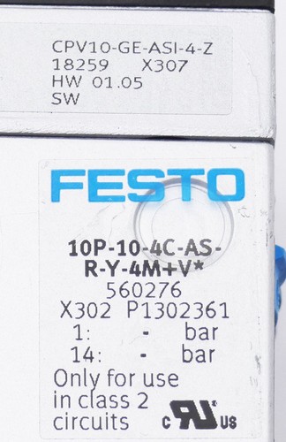 Festo 10P-10-4C-AS-R-Y-4M+V* 560276 + CPV10-GE-ASI-4-Z 18259 + 4x 161414 -used- - Bild 2 von 6