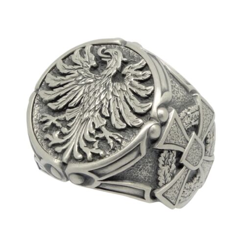 Deutscher Adler Sterlingsilber 925 Bikerkreuz Herrenring US-Größen - Bild 11 von 12