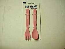 Baby Spoon Fork Set By About Face Designs, Pink, 6 Months , Brand New