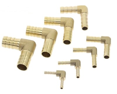 90 Grad Messing Widerhaken rechtwinklig Fitting Benzinschlauch Verbinder Rohr Luft