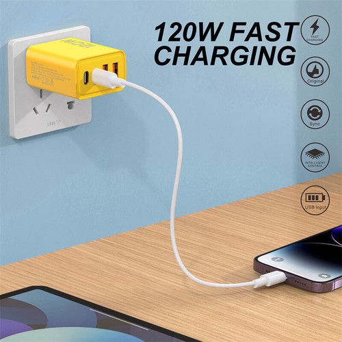 120W Fast Charging Type C QC 3.0 Quick Wall Charger For Samsung S24 S23 S22 S21 - Photo 3 sur 19