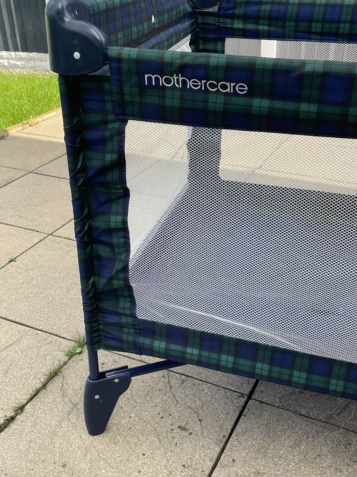 Mothercare Travel Cot and Playpenblue tartan design eBay