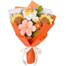 Crochet Flower Bouquet Handmade Crochet Flowers Gifts, Crochet Tulips Sunflow...