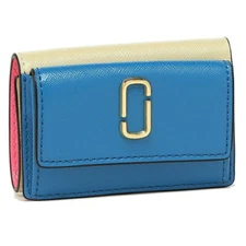 MARC JACOBS J Logo Leather Trifold Mini Wallet Malibu Pink Blue New GL02302173
