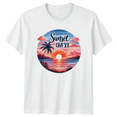 Sunset Chaser Beach Travel Herren T-Shirt Damen Tee Grafik Unisex Top