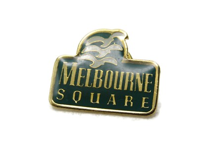 Vintage Melbourne Square Mall Lapel Pin Green Gold Enamel Florida Souvenir Wave