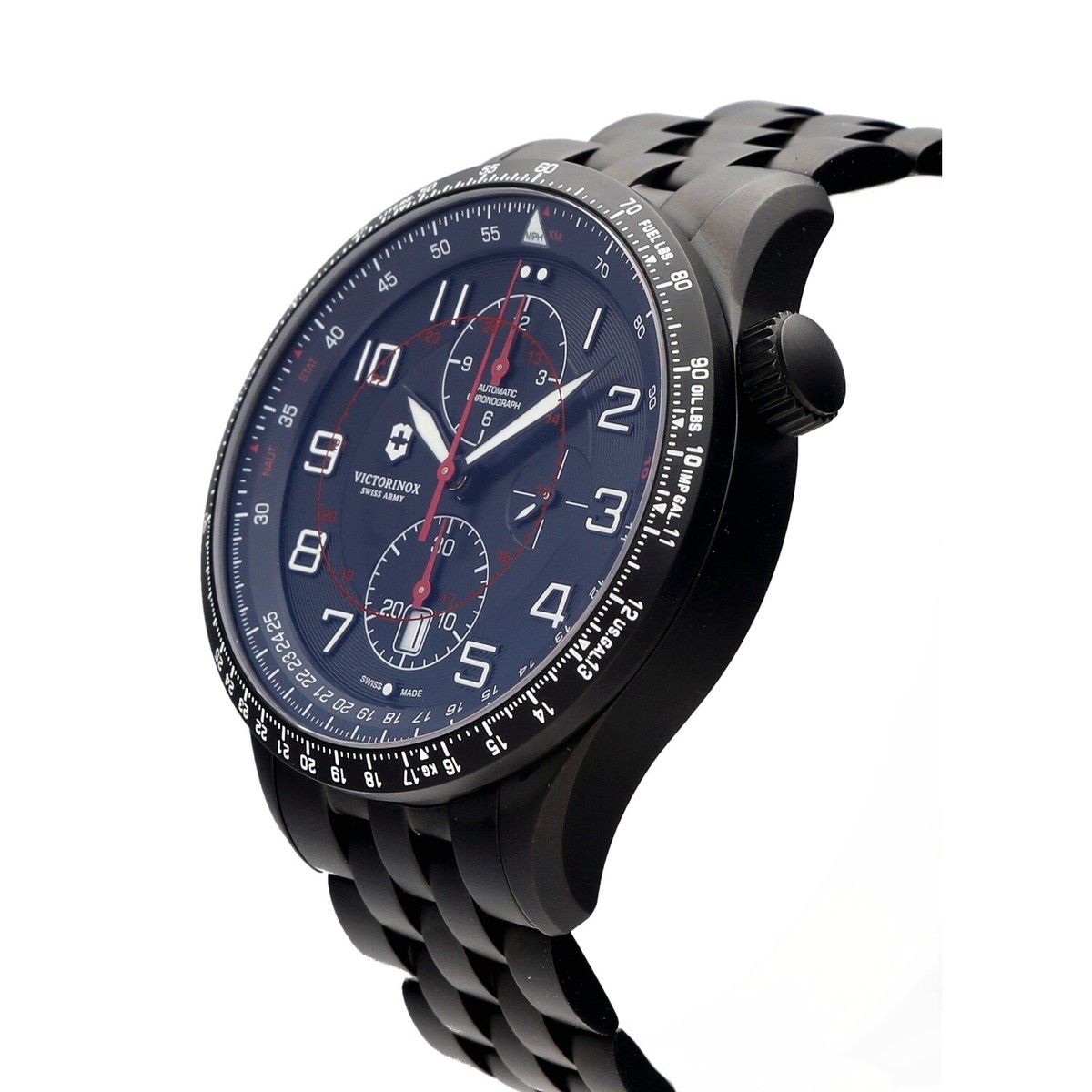 Victorinox Airboss Mach 9 45mm Black Stainless Steel Case and