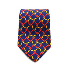 Lands End Mens Dress Tie 100% Silk USA Made Chili Pepper Work Restaurant Server