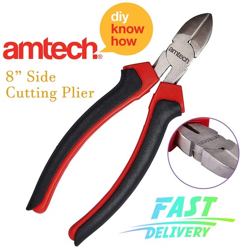 Amtech 8" Side Cutting Pliers 200mm Wire Cutters Diagonal Cable Snips Non Slip