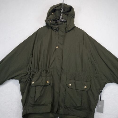 FOREVER 21 Olive Green Military Utility Jacket Women's L Chore Hooded Gorpcore - Picture 3 of 16