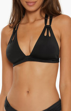 BECCA by Rebecca Virtue Tear Drop Cutout Halter Bikini Top L79928 Size Medium