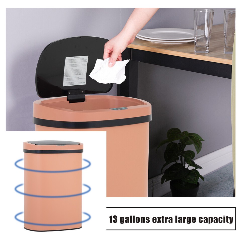 13 Gallon Kitchen Trash Can Automatic Touch Free Garbage Can with Lid ...
