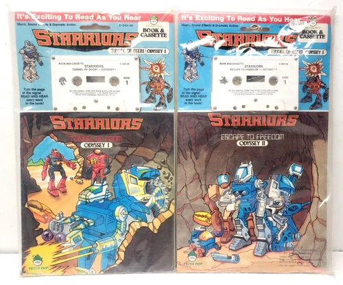 TOMY STARRIORS PETER PAN BOOK CASSETTE ODYSSEY 1 2 TUNNEL DOOM ESCAPE FREEDOM