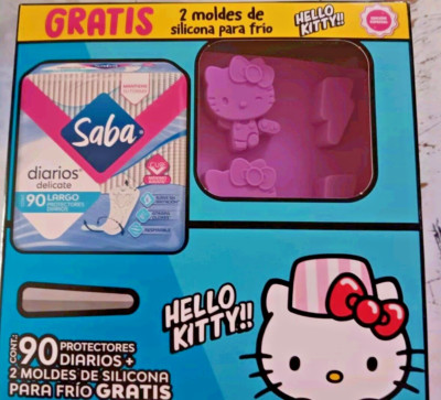 HELLO KITTY ICE CUBE  TRAY MOLD (2)  + SABA 90  PROTECTORES (PURPLE TRAY)