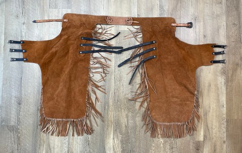 Western Chinks, Custom-Made, Leather, Hand Tooled Belt, 6" Fringe - Picture 7 of 14