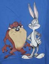 VTG 90s Taz T-Shirt Mens L Large Bugs Bunny Looney Tunes Embroidered print Tee