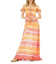 Tiare Hawaii 285374 Oasis Tie-Dye Maxi Dress Swim Cover-Up, Size O/S Orange O/S