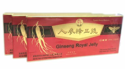 SHIZHEN Red Panax Ginseng Royal Jelly Extract Liquid 1 x 10 Vials x 3 Boxes