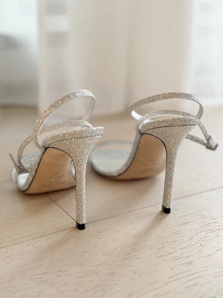 ロゴメタルプレート★Jimmy Choo JAXON95 サンダル ホワイト JIMMY CHOO Jaxon Glitter Ankle Strap Sandals (SIZE 36) | eBay