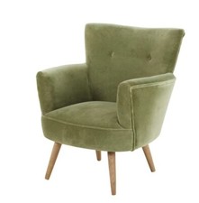 Poltrona  Maison du Monde Sao Paulo -verde kaki in velluto effetto invecchiato 