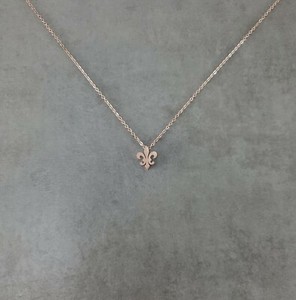 Authentic Fleur de Lis Saint Symbol ROSE GOLD Plated Necklace Flower Lily Catholic Stylize