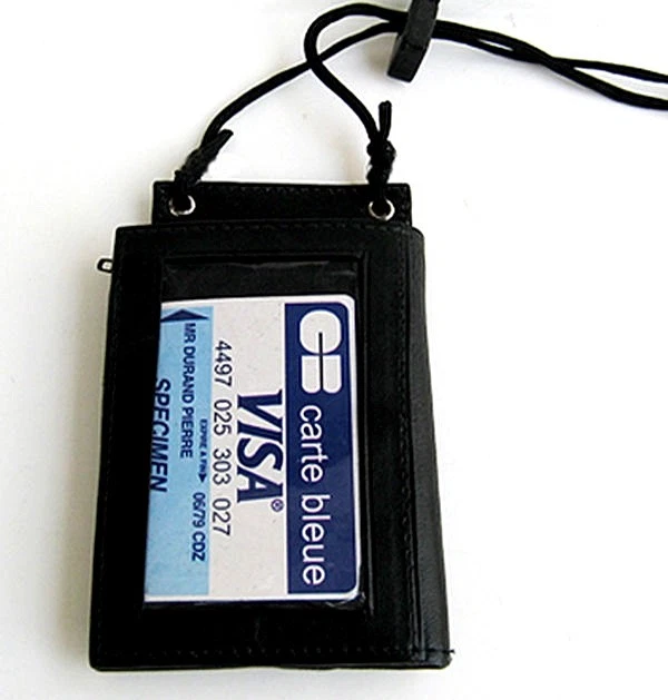 Black Leather ID Card Holder, For Office