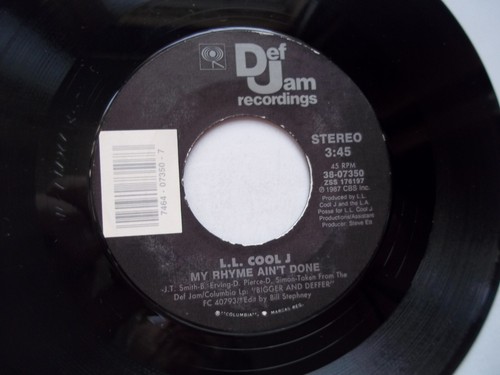 L.L. COOL J - I Need Love / My Rhyme Ain't Done - 45 RPM 7" Record 1987 Def Jam - Picture 6 of 6