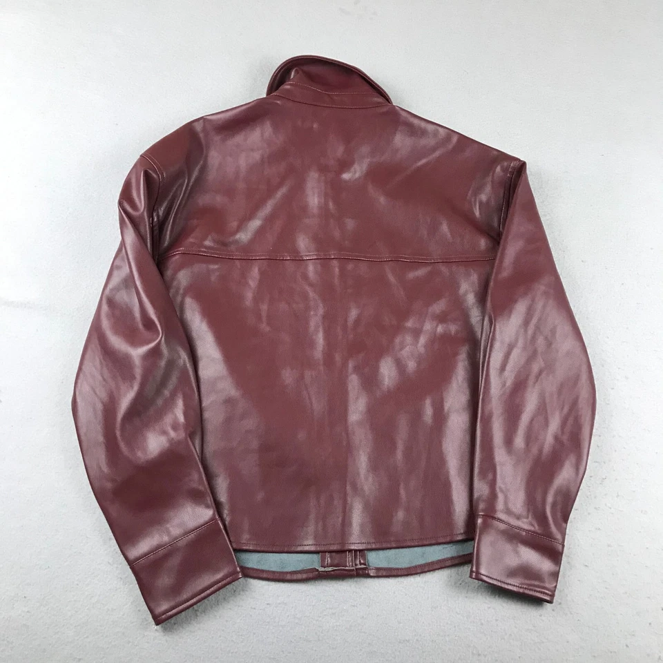 Jaqueta feminina 7 For All Mankind pequena couro marrom com colarinho abotoado - Imagem 3 de 4