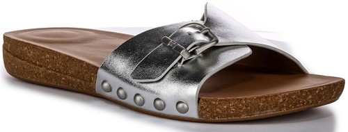 Fitflop Iqushion Ajustable Bukle Metálico Sandalia De Mujer Plata UK 3 - 8