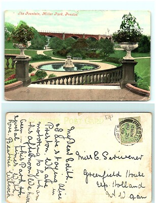 S04-5050, FOUNTAIN MILLER PARK, PRESTON, *U.K. 1909 POSTMARKED, POSTCARD