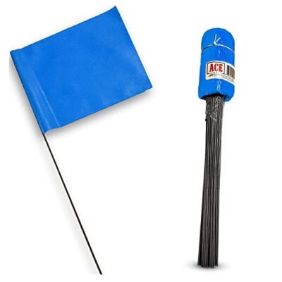 Marking Flags - 4x5-Inch Marker Flags - 15-Inch Wire - Small Yard 100 Pack Blue