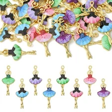 40Pcs Enamel Ballet Dancer Charms Dance Pendants for Jewelry Making Crafting DIY